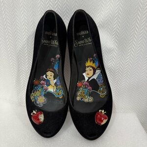 Melissa Black Flats with Snow White Design
